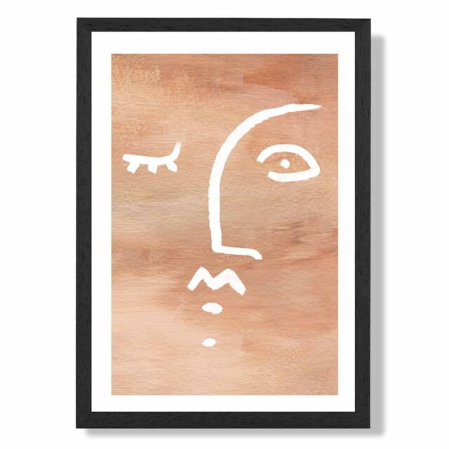 ARTZE Abstract Terracotta Face Framed Print SIZE: A4 with Black Frame - image 1