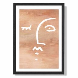 ARTZE Abstract Terracotta Face Framed Print SIZE: A4 with Black Frame