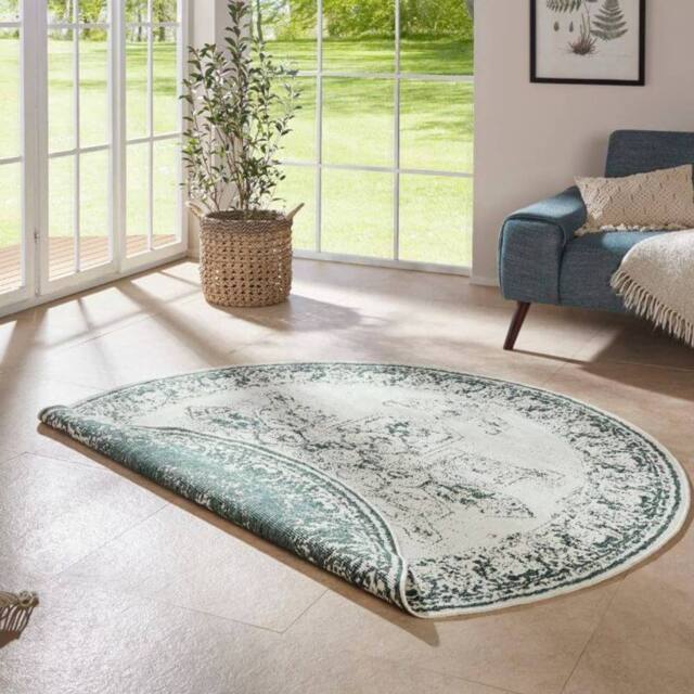 THE RUGS Borbon Reversible Indoor Outdoor Rug Flatweave Polypropylene Design in Green - Size: 200 cm x 290 cm - image 1