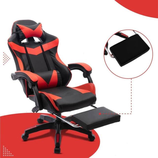 KORVIXA Black & Red Faux Leather Home Office Chair - Size: 100 cm - image 1