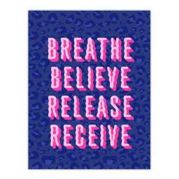 "Artery8 Breathe Believe Release Receive Cheetah Print Wall Art Print in Blue - Size: W12"" x H16""" - thumbnail 1
