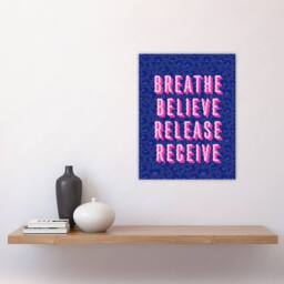 "Artery8 Breathe Believe Release Receive Cheetah Print Wall Art Print in Blue - Size: W12"" x H16""" - thumbnail 4