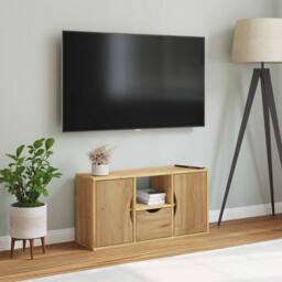 Berkfield Home TV Cabinet with Drawer ODDA 79x24x40 cm Solid Wood Pine in Brown - Size: 79 x 24 x 40 cm - thumbnail 3