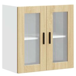 Berkfield Home Kitchen Wall Cabinet with Glass Door Porto Sonoma Oak in Brown - thumbnail 2