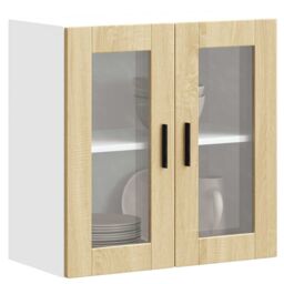 Berkfield Home Kitchen Wall Cabinet with Glass Door Porto Sonoma Oak in Brown
