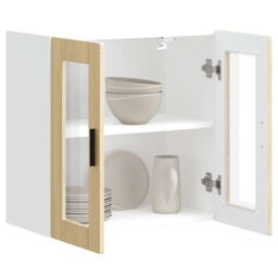 Berkfield Home Kitchen Wall Cabinet with Glass Door Porto Sonoma Oak in Brown - thumbnail 5