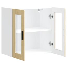 Berkfield Home Kitchen Wall Cabinet with Glass Door Porto Sonoma Oak in Brown - thumbnail 6