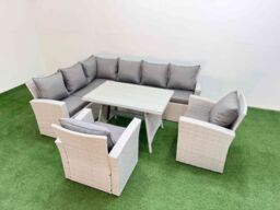 Fimous Garden Outdoor Rattan Furniture Set with 2 Armchairs 8 Seater in Light Grey - thumbnail 2