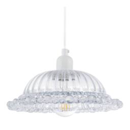 Happy Homewares Designer Clear Line Ribbed Glass Pendant Lamp Shade with Moulded Edge - thumbnail 1