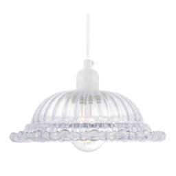 Happy Homewares Designer Clear Line Ribbed Glass Pendant Lamp Shade with Moulded Edge - thumbnail 5