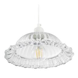 Happy Homewares Designer Clear Line Ribbed Glass Pendant Lamp Shade with Moulded Edge - thumbnail 4