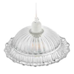 Happy Homewares Designer Clear Line Ribbed Glass Pendant Lamp Shade with Moulded Edge - thumbnail 3