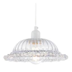 Happy Homewares Designer Clear Line Ribbed Glass Pendant Lamp Shade with Moulded Edge - thumbnail 2
