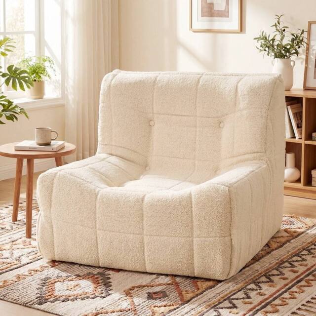 Kelvenix Comfy Lounge Chair with Anti-slip Bottom for Living Room in Beige - Size: 0.6m2 - image 1