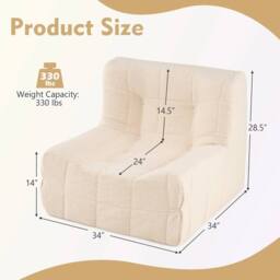 Kelvenix Comfy Lounge Chair with Anti-slip Bottom for Living Room in Beige - Size: 0.6m2 - thumbnail 2