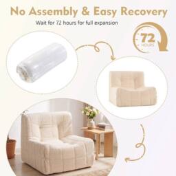 Kelvenix Comfy Lounge Chair with Anti-slip Bottom for Living Room in Beige - Size: 0.6m2 - thumbnail 3