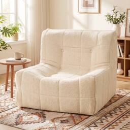 Kelvenix Comfy Lounge Chair with Anti-slip Bottom for Living Room in Beige - Size: 0.6m2