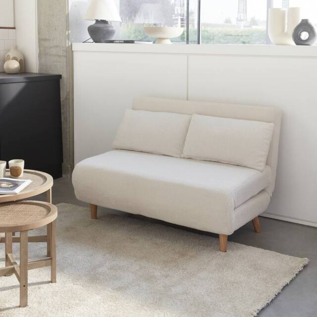 sweeek 2-seater Scandi-style Folding Sofa Bed in Cream - image 1