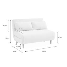 sweeek 2-seater Scandi-style Folding Sofa Bed in Cream - thumbnail 5