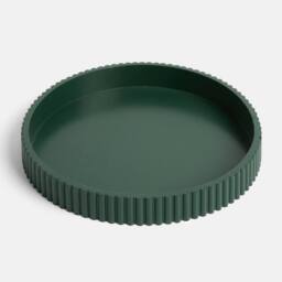 OHS Ribbed Round Decorative Tray Table Organiser Countertop Storage in Dark Green