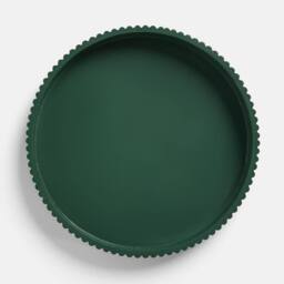 OHS Ribbed Round Decorative Tray Table Organiser Countertop Storage in Dark Green - thumbnail 2