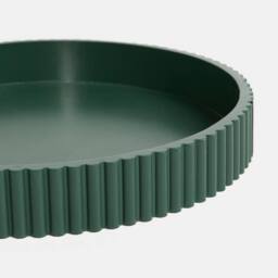 OHS Ribbed Round Decorative Tray Table Organiser Countertop Storage in Dark Green - thumbnail 3