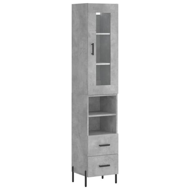 Berkfield Home Highboard Concrete Grey 34.5x34x180 cm Engineered Wood - image 1
