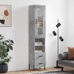 Berkfield Home Highboard Concrete Grey 34.5x34x180 cm Engineered Wood - thumbnail 2