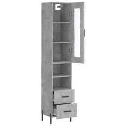 Berkfield Home Highboard Concrete Grey 34.5x34x180 cm Engineered Wood - thumbnail 4