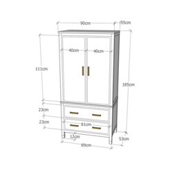 Cabinet Bits Palazzi 2+2 wardrobe H185 W90 D55cm in Black - thumbnail 5