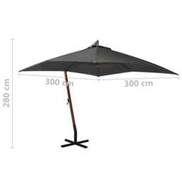 Berkfield Home Hanging Parasol with Pole Anthracite 3x3 m Solid Fir Wood in Black - thumbnail 8