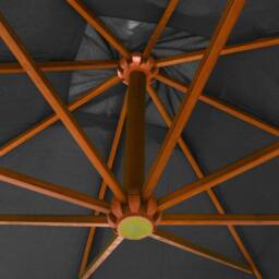 Berkfield Home Hanging Parasol with Pole Anthracite 3x3 m Solid Fir Wood in Black - thumbnail 4