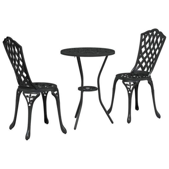 Berkfield Home 3 Piece Garden Bistro Set - Black Cast Aluminum - image 1