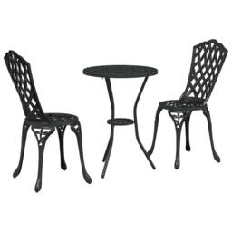 Berkfield Home 3 Piece Garden Bistro Set - Black Cast Aluminum
