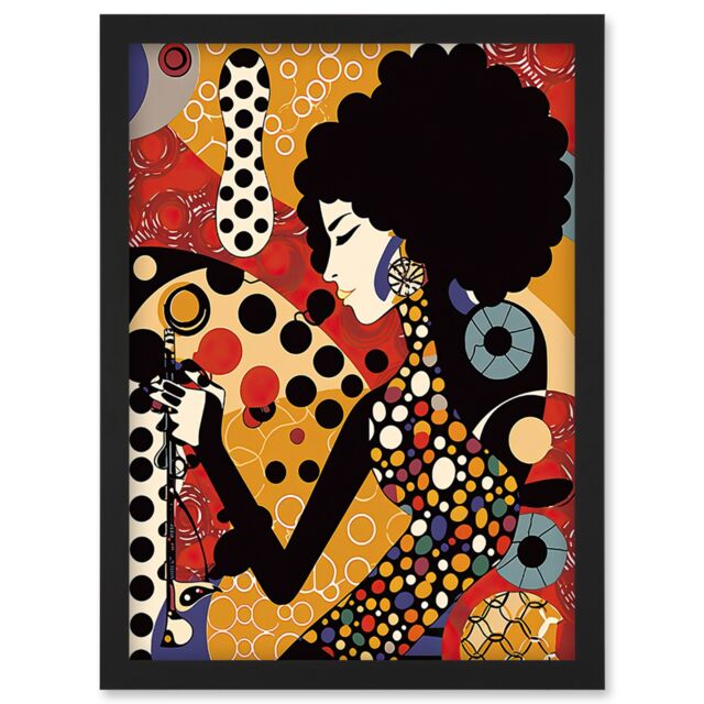 Artery8 Soul Music Singer Multicoloured Dots Pattern Artwork Framed Wall Art Print A4 in Black - image 1