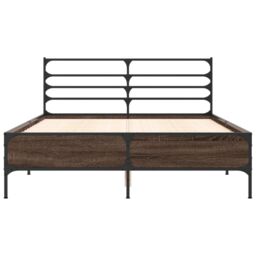 Berkfield Home Bed Frame without Mattress Brown Oak 135x190 cm Double - thumbnail 4