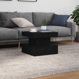 Berkfield Home Coffee Table with LED Lights Black Oak 50x50x40 cm - Size: 50 x 50 x 40 cm - thumbnail 5
