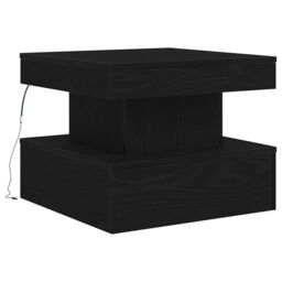 Berkfield Home Coffee Table with LED Lights Black Oak 50x50x40 cm - Size: 50 x 50 x 40 cm - thumbnail 2