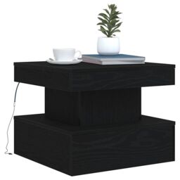 Berkfield Home Coffee Table with LED Lights Black Oak 50x50x40 cm - Size: 50 x 50 x 40 cm - thumbnail 6