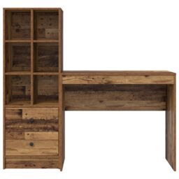 Berkfield Home Desk with Storage Old Wood Engineered Wood in Grey - thumbnail 7