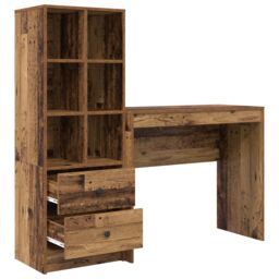 Berkfield Home Desk with Storage Old Wood Engineered Wood in Grey - thumbnail 6