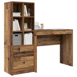 Berkfield Home Desk with Storage Old Wood Engineered Wood in Grey - thumbnail 3
