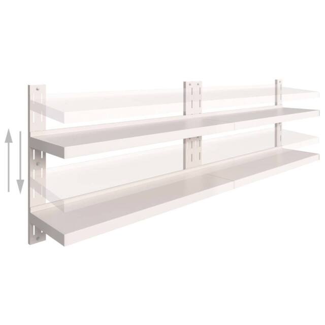 Berkfield Home Durable 2-Tier Floating Wall Shelves 2 pcs Stainless Steel 240x30 cm in Grey - image 1