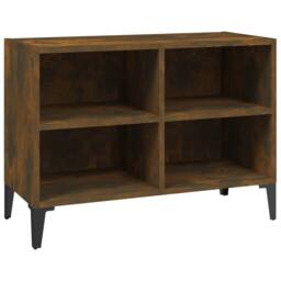 Berkfield Home TV Cabinet with Metal Legs Smoked Oak 69.5x30x50 cm in Brown - thumbnail 3