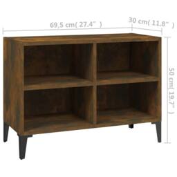 Berkfield Home TV Cabinet with Metal Legs Smoked Oak 69.5x30x50 cm in Brown - thumbnail 6
