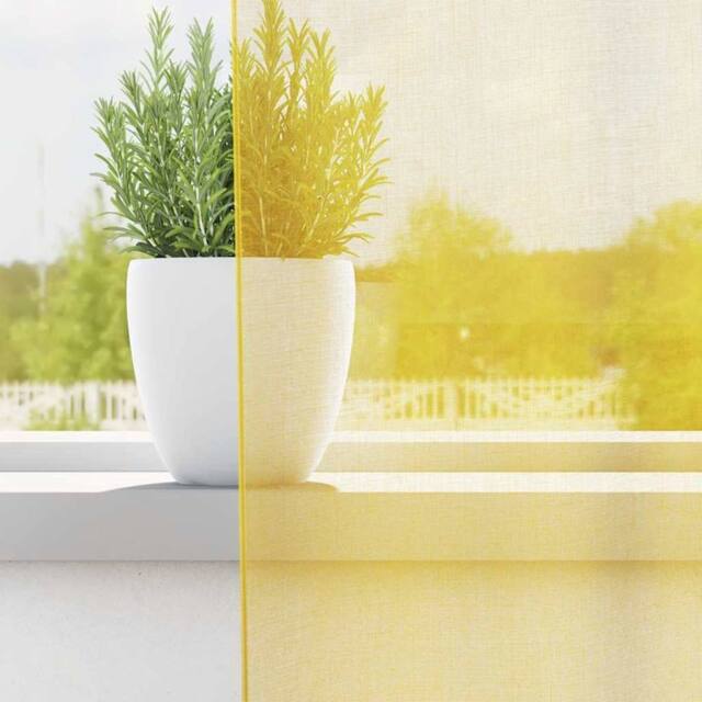 Berkfield Home Voile Curtains with Rod Pockets 2 pcs Yellow - image 1