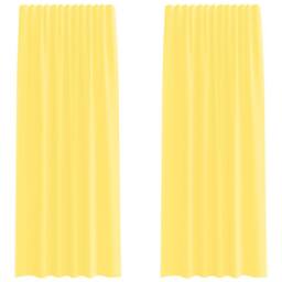 Berkfield Home Voile Curtains with Rod Pockets 2 pcs Yellow - thumbnail 3