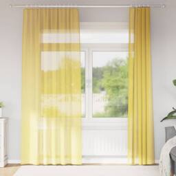 Berkfield Home Voile Curtains with Rod Pockets 2 pcs Yellow - thumbnail 2