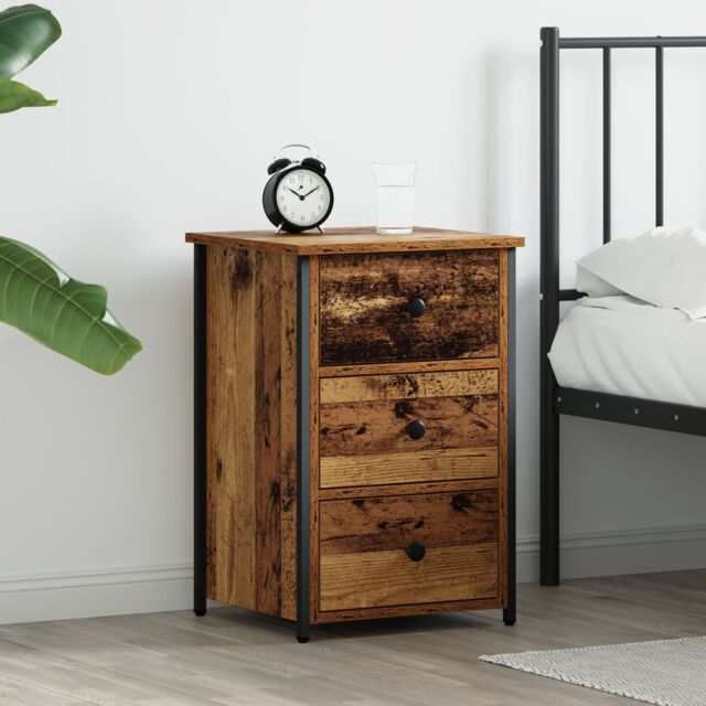 Berkfield Home Old Wood Table Old Wood MDF, Particle Board, Metal Medium in Brown - image 1