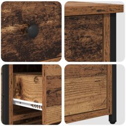 Berkfield Home Old Wood Table Old Wood MDF, Particle Board, Metal Medium in Brown - thumbnail 9